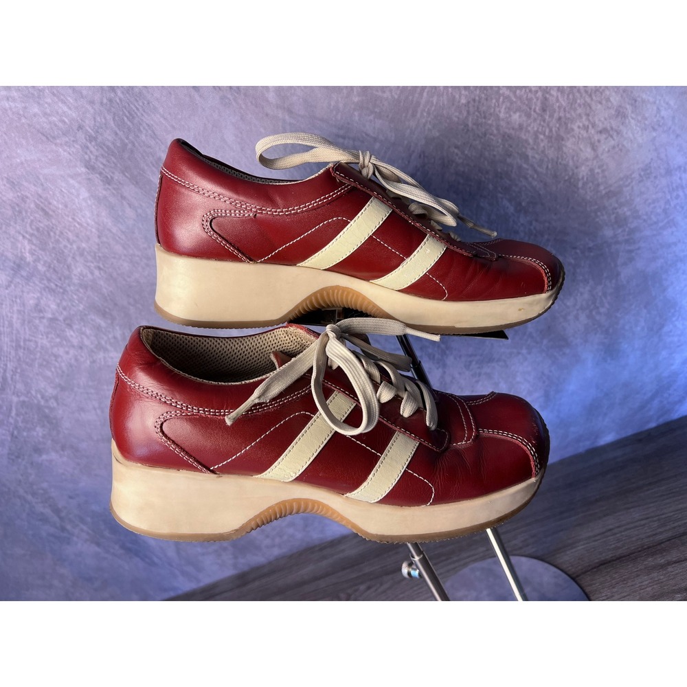 Vintage Steve Madden Red Leather Platform Sneakers Size 7.5 Y2K Bowling Shoes